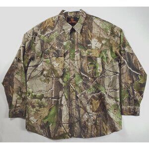 Game Winner Shirt Mens XL Brown Green Hunting Fishing Vented RealTree Camouflage